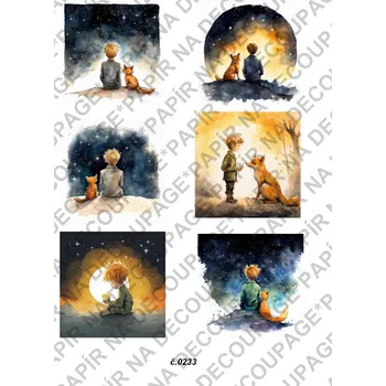 Umělecký papír Rýžový a soft papír na decoupage - Malý princ - KB0233 Materiál: Soft, Rozměr: A4