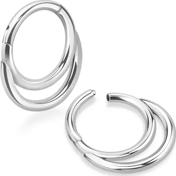Piercing Stříbrný dvojitý hladký kroužek různých délek SGSH8 (Piercing hladký dvojitý různých délek z chirurgické oceli SGSH8)