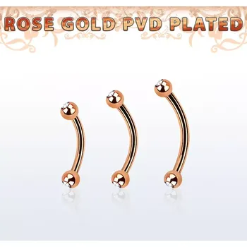 Piercing Banán s kamínkem po obou stranách v barvě rose gold BNETT2C (Banán z chirurgické oceli s kamínkem po obou stranách v barvě rose gold a v různých délkách BNETT2C)