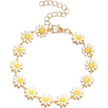 Náramek B-TOP Dámský pozlacený náramek s květy Sedmikrásky