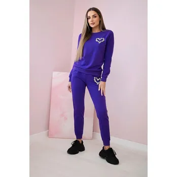 Bavlněná souprava s ozdobným srdíčkem model 69932 tmavě fialová