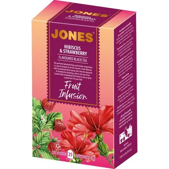 Čaj JONES Black Hibiscus & Strawberry přebal 25x2g