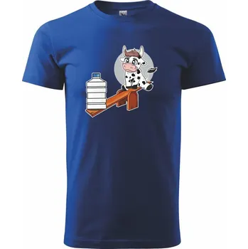 Pánské tričko Kravka na houpačce - Triko extra velké (5-8XL) - 7XL ( Královská modrá )