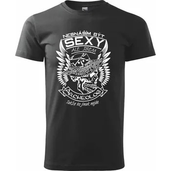 Pánské tričko Nesnáším být sexy - archeolog - Triko extra velké (5-8XL) - 6XL ( Černá )
