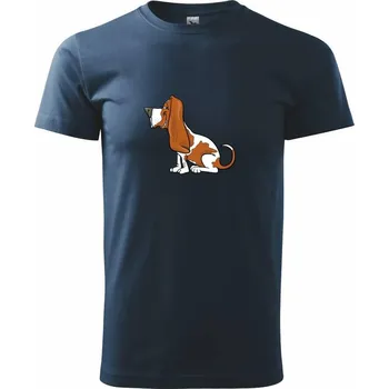 Pánské tričko Baset s kulišáckým pohledem - Triko extra velké (5-8XL) - 6XL ( Námořní modrá (téměř černá) )