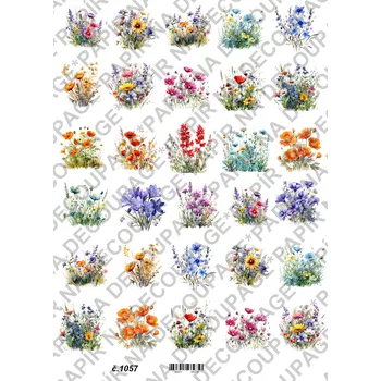 Umělecký papír Rýžový a soft papír na decoupage - Květiny luční - KB01057 Materiál: Soft, Rozměr: A4