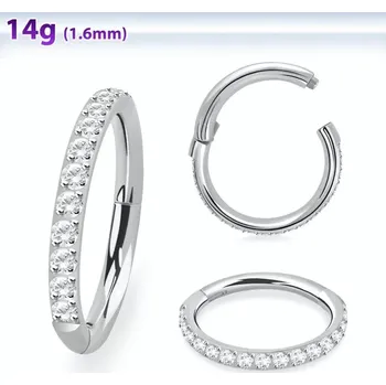 Piercing Krásný kroužek s čirými krystaly různých průměrů SGSHB10 (Otevírací kroužek s čirými krystaly různých průměrů z chirurgické oceli SGSHB10)