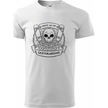 Pánské tričko Ride or die skateboarding lebka - Triko extra velké (5-8XL) - 7XL ( Bílá )
