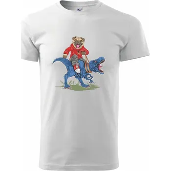 Pánské tričko Mops a tyranosaurus - Triko extra velké (5-8XL) - 7XL ( Bílá )