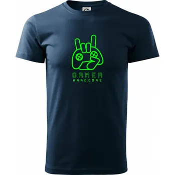 Pánské tričko Hardcore gamer - ruka - zelená - Triko extra velké (5-8XL) - 8XL ( Námořní modrá (velmi tmavá - téměř černá) )