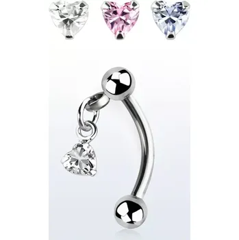 Piercing Banán do pupíku se srdíčkem v různých barvách a kuličkami BNERV6 (Banán do pupíku z chirurgické oceli se srdíčkem v různých barvách a kuličkami BNERV6)