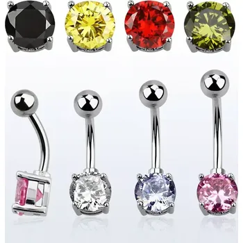 Piercing Piercing do pupíku s kamínkem na straně jedné a kuličkou na straně druhé BNRDZ (Piercing do pupíku z chirurgické oceli s kuličkou a krystalem v různých barvách a v různých délkách tyčinky BNRDZ)