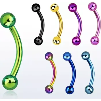 Piercing Banánek různých barev s kuličkami BNETB (Banánek s vnitřním závitem z chirurgické oceli 316L v různých barvách a délkách BNETB)