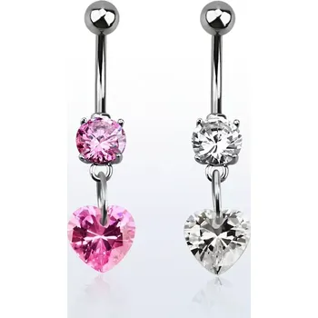 Piercing Banán do pupíku se srdíčkem v různých barvách a kuličkou MCDZ529 (Banán do pupíku z chirurgické oceli se srdíčkem v různých barvách a kuličkou MCDZ529)