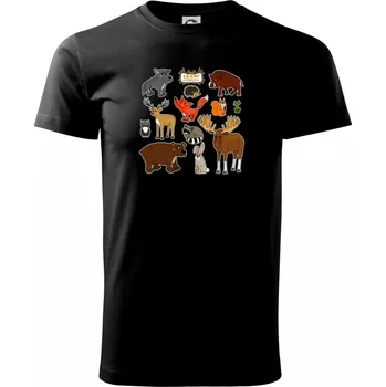 Pánské tričko Lesní zvířátka - Triko extra velké (5-8XL) - 8XL ( Černá )