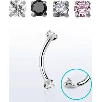 Piercing Banán s kamínkem po obou stranách v různých barvách BNE2CZIN (Banán z chirurgické oceli s kamínkem po obou stranách v různých barvách a délkách BNE2CZIN)