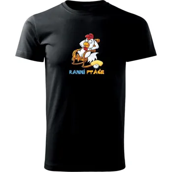 Pánské tričko Ranní ptáče - Triko extra velké (5-8XL) - 6XL ( Černá )