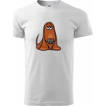 Pánské tričko Baset - kreslený hnědý - Triko extra velké (5-8XL) - 6XL ( Bílá )