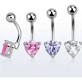 Piercing Piercing belly do pupíku se srdíčkem BNHTZ (Šperk do pupíku se srdíčkem ze zirkonu a s kuličkou na konci BNHTZ)