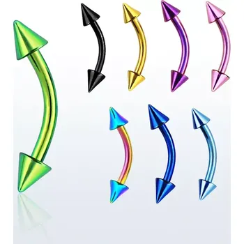 Piercing Banánek různých barev s hroty BNETCN (Banánek s vnitřním závitem z chirurgické oceli 316L v různých barvách a délkách BNETCN)