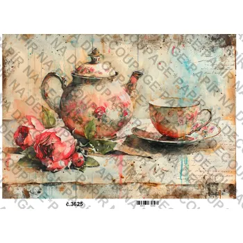 Umělecký papír Rýžový a soft papír na decoupage - Zátiší vintage - KB03625 Materiál: Soft, Rozměr: A4
