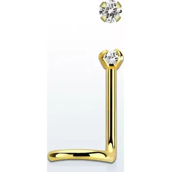 Piercing Zlatý zahnutý piercing do nosu s kamínkem NWTZR2 (Zlatý zahnutý piercing do nosu s kamínkem z chirurgické oceli NWTZR2)