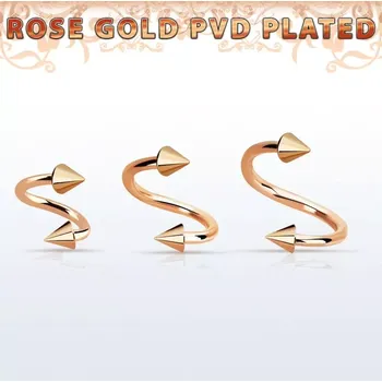 Piercing Zlatá spirála s kužely v různých délkách SPETTCN (Zlatá spirála s kužely v různých délkách z chirurgické oceli SPETTCN)