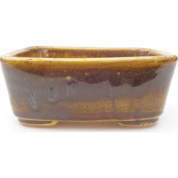 Květináč Keramická bonsai miska 11 x 9,5 x 4,5 cm žlutá