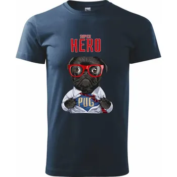 Mops - Pug Superhero - Triko extra velké (5-8XL) - 8XL ( Námořní modrá (velmi tmavá - téměř černá) )