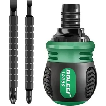 Sada nářadí Kompaktní ráčnový šroubovák 4v1 s teleskopickou rukojetí a oboustrannými nástavci plochý a křížový pro domácí i profesionální použití