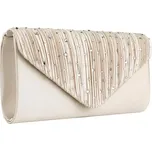 Plesová kabelka - psaníčko PS93Be (Módní dámská večerní kabelka 22 x 12 x 4,5 cm, béžová, kovový řetízek )