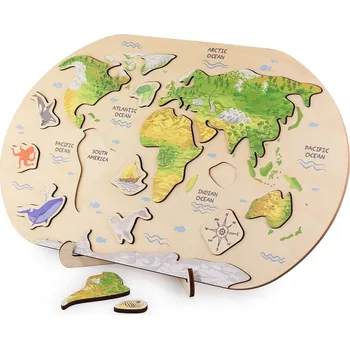 Mapa VEMKEL Dřevěná mapa světa pro dětí