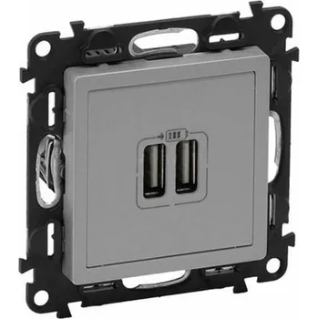 Elektrická zásuvka Legrand Valena Life USB nabíječka 2xUSB-A, hliník, 753312