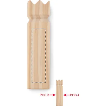 Venkovní házecí hra z borového dře 5 KING FRONT, 60x15mm Laserové gravírování, 1 barva