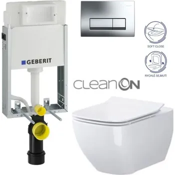 WC sada GEBERIT KOMBIFIXBasic vč. chromového tlačítka DELTA 51 + WC CERSANIT VIRGO CLEANON + SEDÁTKO 110.100.00.1 51CR ME1
