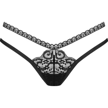 Kalhotky Černé tanga z krajky Obsessive Blomentis Velikost: M/L