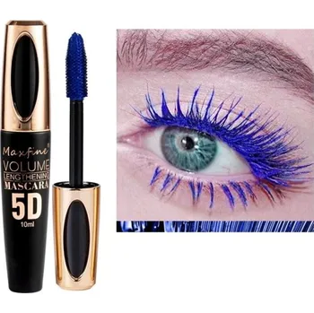 Řasenka Maxfine 5D 10 ml Černá prodlužující řasenka s objemovým efektem Tvarovaný kartáček pro oddělení řas Kosmetika pro dlouhé řasy modrá