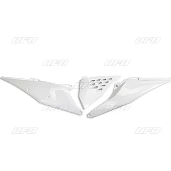 UFO boční tabulky na startovací číslo KTM SX/SXF(SX-F) 125/150/250/350/450 19-22, EXC 125 20-21, EXC/EXCF(EXC-F) 150/250/300/350/450/500 TPI 20-2023 s krytem vzduchového filtru i větracími otvory barva bílá (UFO boční tabulky na startovací číslo KTM)