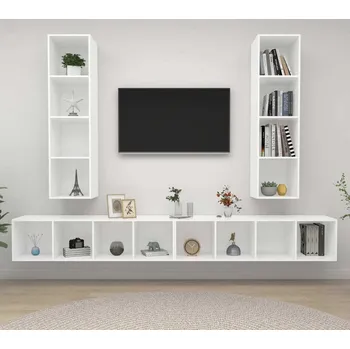 Obývací stěna vidaXL Nástěnné TV skříňky 4 ks kompozitní dřevo [3079890] Barva: Bílá