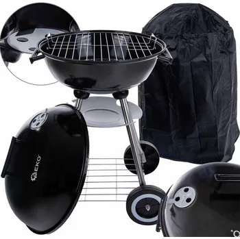 Zahradní gril Geko Kulatý gril na dřevěné uhlí s poklicí a krytem- ø39 cm