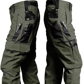Pánské kalhoty Pánské nepromokavé taktické kalhoty Vícekapsové odolné kalhoty Cargo styl Outdoorové kalhoty Pevný materiál Funkční pánské oblečení armádní zelená XXL
