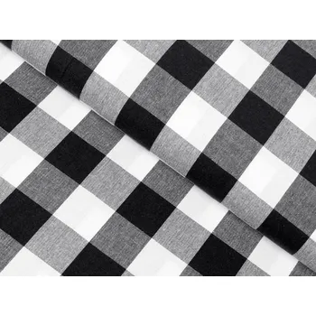 Bavlněná látka Olivia OL-004 Černo-bílá kostka velká - šířka 150 cm