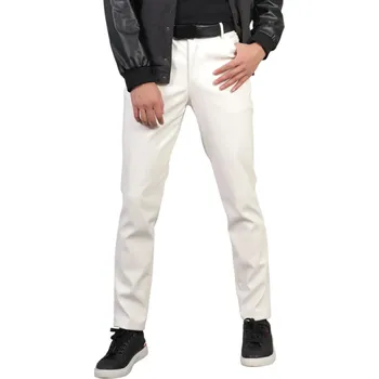 Pánské kalhoty Pánské kalhoty z umělé kůže Slim fit Moderní styl Elegantní vzhled Pohodlné kalhoty Slim střih Módní pánské oblečení Elegantní kalhoty bílá 38
