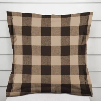 Povlak na dekorativní polštářek Bavlněný povlak na polštář s lemem Olivia OL-017 Hnědo-béžová kostka velká 40 x 40 cm