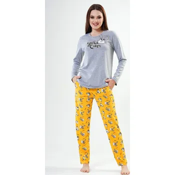Dámské pyžamo Dámské pyžamo dlouhé Zajíc - šedá - M