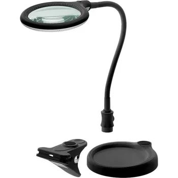 Lampička Goobay Stolní lampa s lupou, 100 mm, 3 dioprie, LED osvětlení 6 W, klip a stojánek, černá