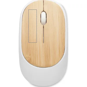 Myš Bezdrátová myš v bambus.krytu 5 LEFT BUTTON, 40x10mm Laserové gravírování, 1 barva
