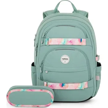 Školní batoh Topgal studentský set VIKI 25030 G – batoh a etue pro dívky, mentolový