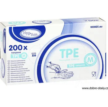 Vyšetřovací rukavice Jednorázové TPE rukavice M transparentní, 200 ks