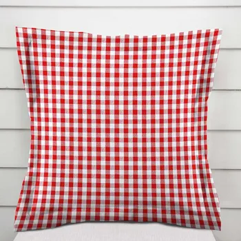 Povlak na polštářek Bavlněný povlak na polštář s lemem Olivia OL-008 Červeno-bílá kostka malá 50 x 60 cm